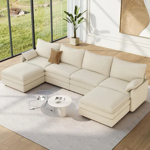 Vista 75 de Vesgantti Sofá modular de 108 pulgadas, cómodo sofá de nube con asiento profundo otomano movible, sofá modular en forma de L, sofás seccionales