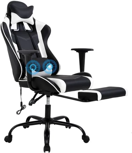 Vista 9 de Silla de juegos grande y alta, silla ergonómica de escritorio para computadora, cómoda silla de oficina ajustable de altura ajustable con soporte