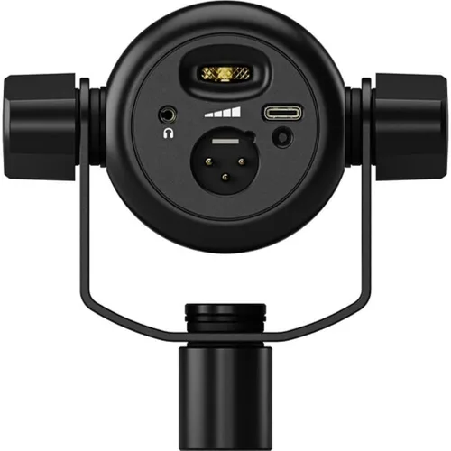 Vista 4 de Rode PodMic Micrófono dinámico USB y XLR para podcasting, paquete negro con filtro pop + soporte de micrófono de escritorio + cable XLR + paño