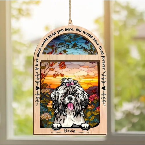 Vista 349 de LOVELYPOD Adorno de Navidad personalizado de sabueso afgano, atrapasoles con nombre, regalos de pérdida de mascotas, regalos para amantes