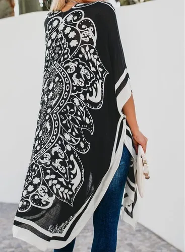 Vista 2 de Cárdigan tipo kimono Dokotoo, moda informal para mujer, salida de baño holgada y estampada, con borlas