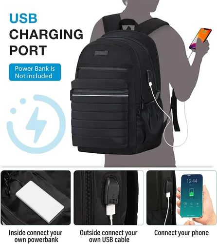 Vista 2 de KEOFID Mochila de viaje antirrobo para hombres y mujeres, moda para mujeres, mochila informal para la universidad, Negro -, X-Grande, Mochila de moda