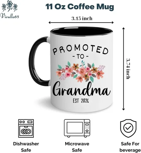 Vista 4 de Vivulla68 Taza promocionada a los abuelos 2026 con tarjeta de felicitación, regalo de revelación de embarazo para la nueva abuela y el abuelo, taza