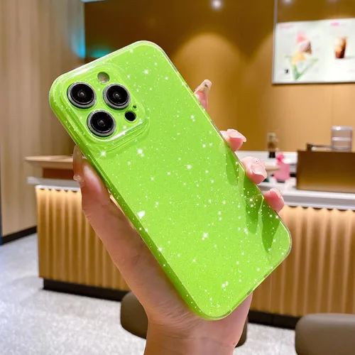 Vista 3 de OWLSTAR Bonita funda con purpurina para iPhone 12 Pro de 6.1 pulgadas, funda protectora delgada y brillante para mujeres y niñas (verde brillante)