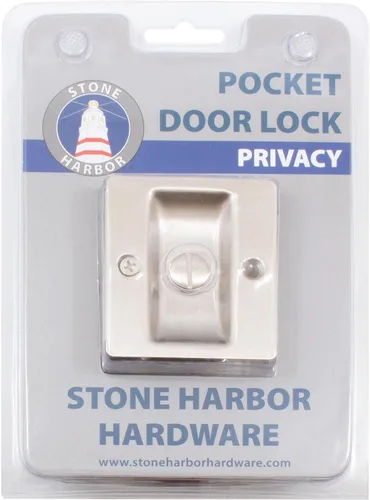 Vista 8 de Stone Harbor Hardware Cerradura de puerta de bolsillo cuadrado premium, función de privacidad, latón antiguo