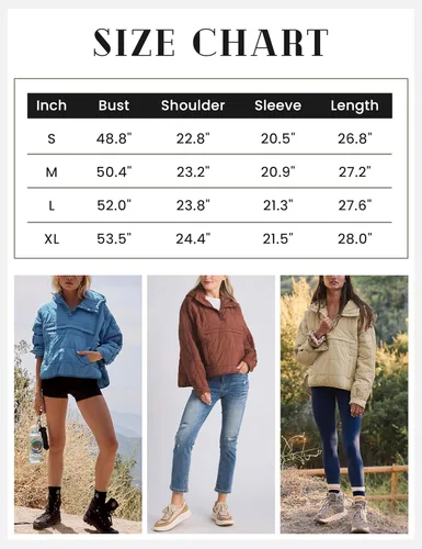 Vista 4 de Jawmeu Chaqueta acolchada y plegable para mujer, de gran tamaño, ligera, con bolsillos