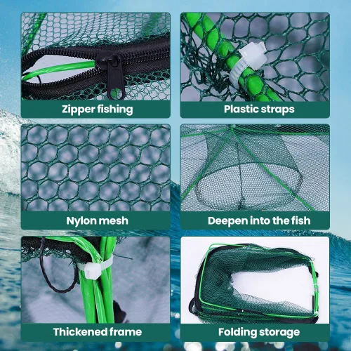 Vista 2 de La trampa de pesca plegable mágica, kit de pesca fortalecida autoplegable, trampa de cebo de pesca, red de pesca portátil para cangrejo, cangrejos