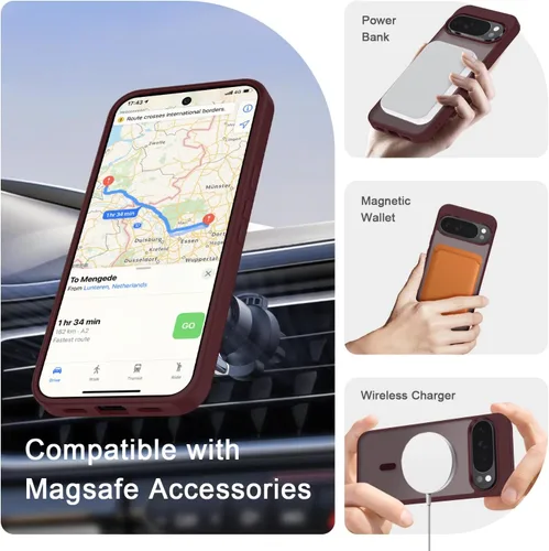 Vista 634 de Funda para Google Pixel 10 Pro XL, cubierta magnética mate, color negro Fit for MagSafe, Screen Protector included, Shockproof Military Grade
