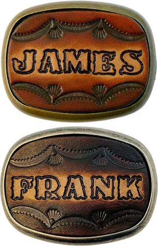 Vista 4 de Leather Custom Made Name Belt Buckle - USA - Up to 6 Letters