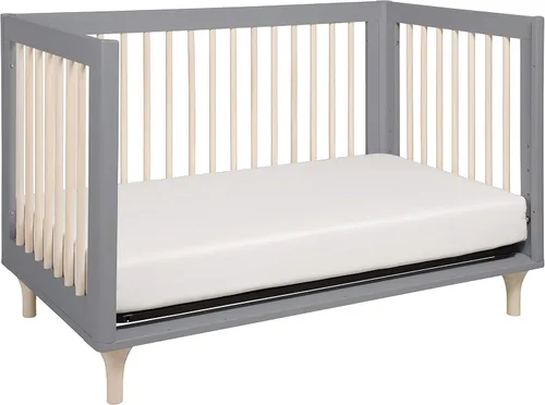 Vista 7 de Babyletto Lolly Cuna convertible 3 en 1 con kit de conversión de cama de niño pequeño , Cuna, Gris y natural lavado.
