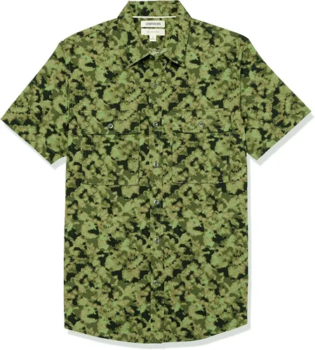 Vista 6 de Tienda Essentials Camisa de utilidad de dos bolsillos de manga corta ajustada para hombre (anteriormente Goodthreads)