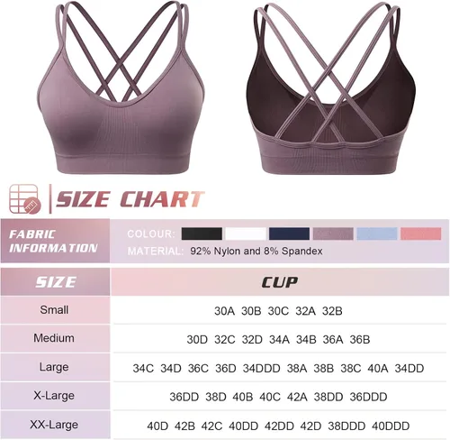 Vista 6 de VEQKING Brasier deportivo con espalda cruzada para mujer, con relleno y tirantes de soporte medio, brasier de yoga para entrenamiento, fitness