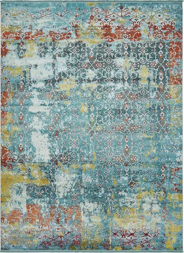Vista 15 de Unique Loom Baracoa Collection Alfombra de área Alamar, rectangular, 2 pies 2 pulgadas x 3 pies 1 pulgada, azul/oliva