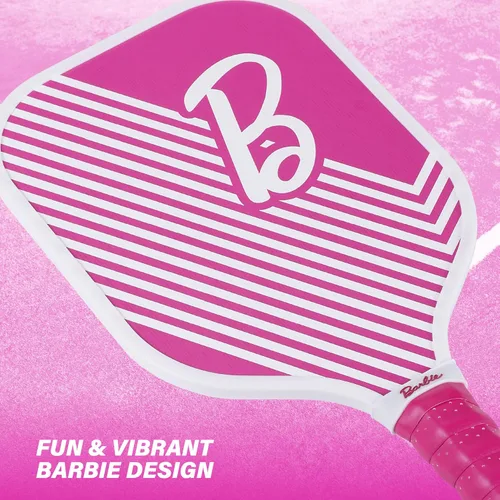 Vista 4 de Barbie - Juego de pickleball para 2 jugadores, paletas de madera y bolas de precisión Construcción duradera, uso en interiores y exteriores, apto