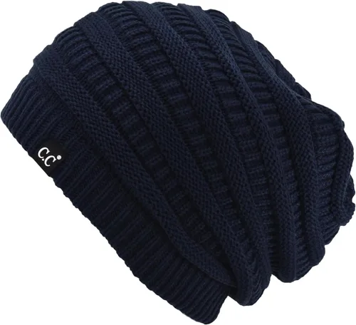 Vista 35 de C.C Winter Oversized Beanie Hat with Fuzzy Lining – Thick Knit Thermal Beanie for Cold Weather, Soft Warm Fleece Lined Cap