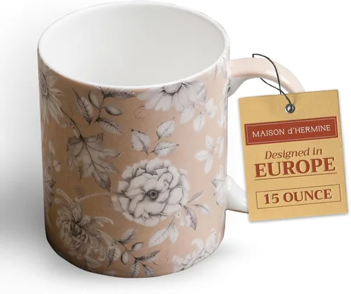 Vista 47 de Maison d' Hermine Taza de café con asas, tazas de porcelana fina de hueso, paquete de una taza de té para bebidas calientes, capuchino, latte