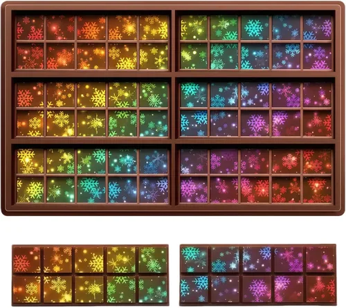 Vista 7 de Ziliny Molde holográfico de barra de chocolate rosa de silicona, barra de chocolate con efecto de luz arco iris, moldes profundos y gruesos