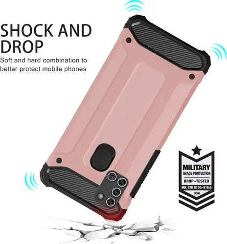 Vista 2 de Asuwish - Carcasa compatible con Samsung Galaxy A21S y protector de pantalla de vidrio templado para celdas, accesorios resistentes de doble capa