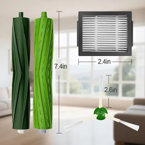 Vista 9 de Piezas de repuesto para Roomba iRobot i7 i7+ i3 i3+ i4 i4+ i5 i5+ i6 i6+ i8 i8+ E5 E6 E7 I,E y Plus versión, 1 juego de cepillo de goma, 4 cepillos