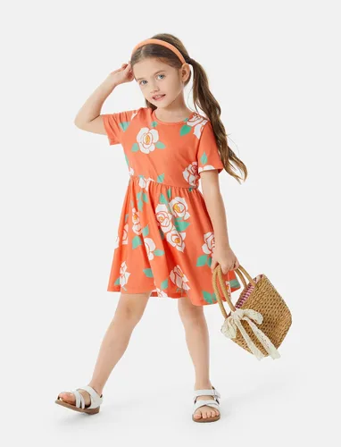 Vista 3 de PATPAT Toddler Girl's Floral Skater Multipack Dresses Casual Summer Short Sleeve and Fall Long Sleeve Dress Set 2-7 Years