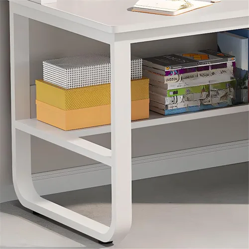 Vista 6 de Mesa rectangular de almacenamiento para niños con 3 cajones, estantería moderna, estantes para mesa de escritura, escritorio de trabajo, mesa de PC