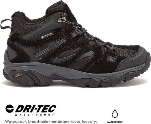 Vista 3 de HI-TEC Ravus WP - Botas de senderismo impermeables para hombre, ligeras y transpirables para exteriores