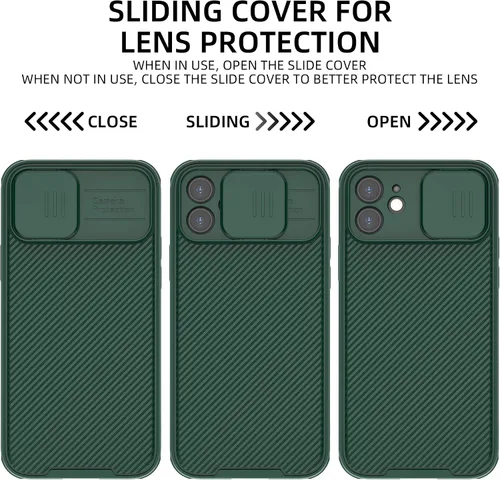 Vista 7 de Funda Magsafe para iPhone 12, funda protectora de cámara para iPhone 12 [compatible con cargador Magsafe] con cubierta deslizante para lente, funda