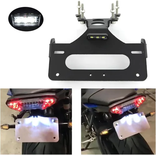 Vista 2 de Soporte para placa de matrícula con luz LED, compatible con Yamaha MT-09 FZ-09 2014-2016