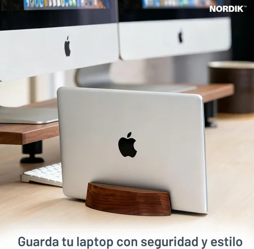 Vista 2 de Nordik - Soporte Vertical Ajustable para Laptop - Nogal - Soporte Premium para Laptop para Oficina en Casa, Ingenieros de Software - Base