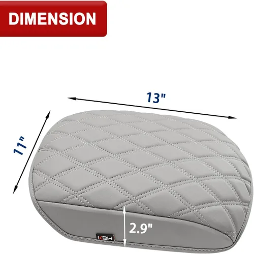 Vista 5 de KBH Funda para reposabrazos de consola central para Honda Pilot 2009-2015, accesorios interiores de cuero de vinilo, protector de cojín con bolsillo