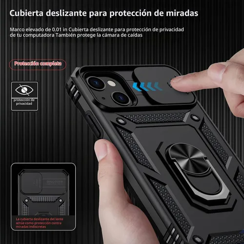Vista 3 de Funda para iPhone 14 con cubierta para lente de cámara, protector de pantalla HD, protección contra caídas de grado militar de 10 pies, soporte