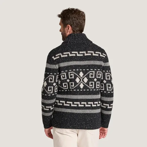 Vista 8 de Pendleton The Original Westerley, suéter de punto trenzado pesado con cremallera frontal para hombre Negro Donegal