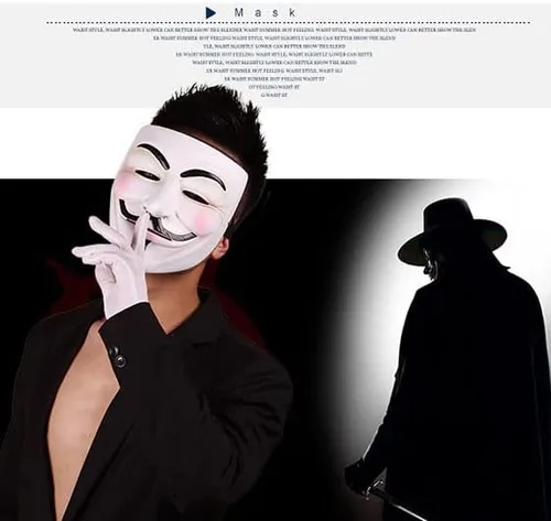 Vista 7 de Junyulim Anonymous Vendetta Hacker Mask Guy Fawkes Game Master Mask For Halloween Cosplay