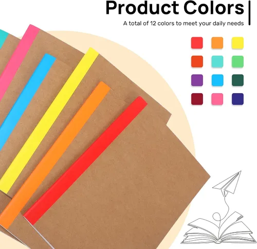 Vista 5 de miikoul Cuadernos de composición de 36 piezas a granel, cuadernos rayados A5 de papel kraft con rayas universitarias con espinas de arcoíris, 60