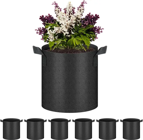Vista 9 de HealSmart Paquete de 6 bolsas de cultivo no tejidas de 1 galón, macetas de tela de aireación con asas, adecuadas para frutas de jardín, verduras