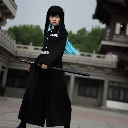 Vista 5 de Disfraz de kimono de Demon Tanjiro con arete para cosplay de Shinobu Zenitsu Giyuu Tomioka para mujeres y hombres