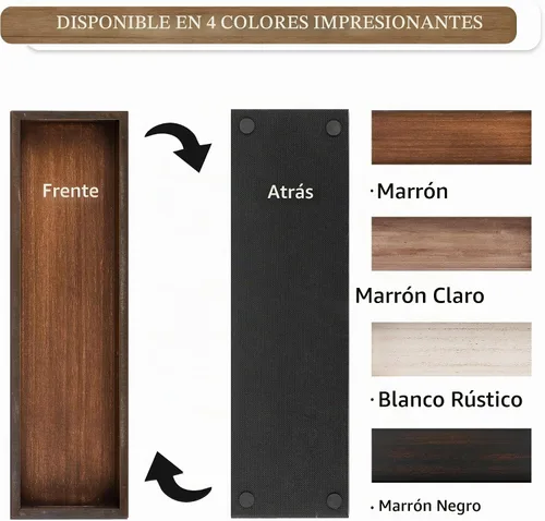Vista 5 de Hanobe Bandeja de servir decorativa de madera rústica, marrón, rectangular, 16 pulgadas x 4.7 pulgadas x 1.7 pulgadas