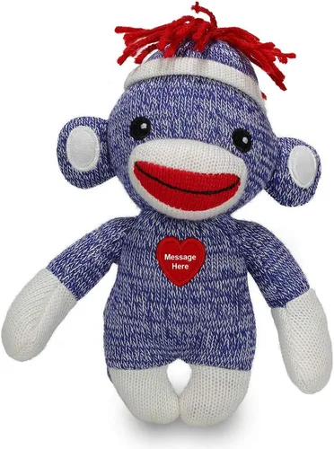 Vista 4 de Plushland Personaliza el adorable mono calcetín, el original juguete de peluche tradicional tejido a mano, regalo para niños, bebés, adolescentes