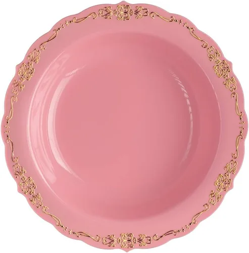 Vista 10 de SIZENAME - Platos de plástico desechables, diseño victoriano de calidad premium, color crema, para fiestas y bodas, 60