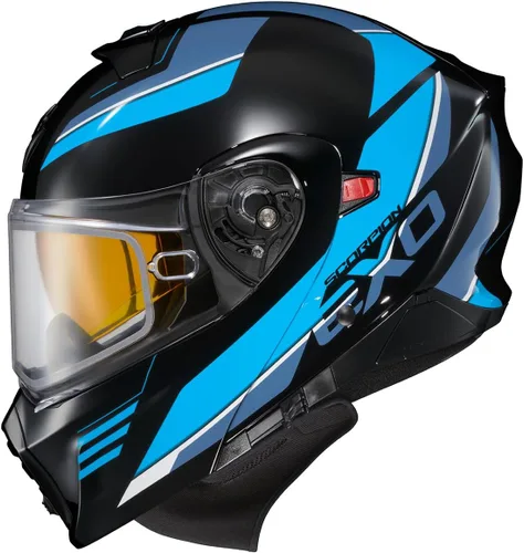 Vista 13 de ScorpionEXO GT930 - Casco modular para moto de nieve de aventura en clima frío, escudo de doble panel con caja de respiración y módulo de bolsillos