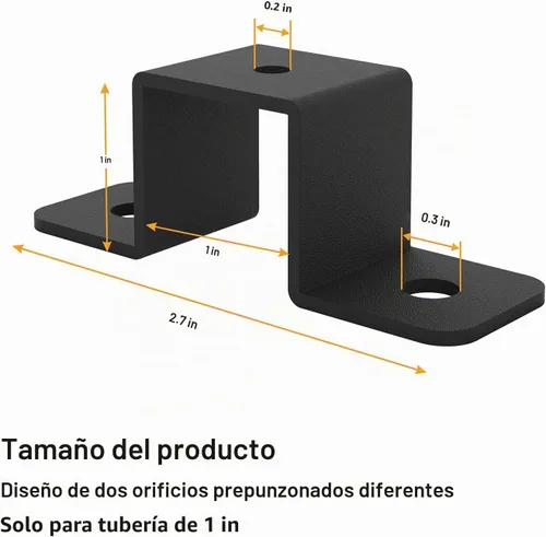 Vista 2 de 8 abrazaderas cuadradas para tubo, soportes de sujeción de correa negra, soporte de conector en forma de U, amarre de poste de valla de madera
