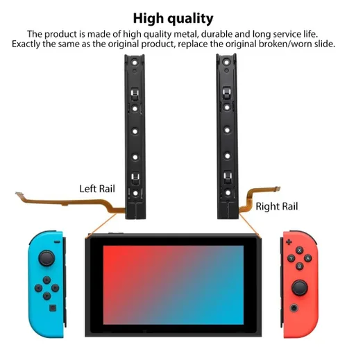 Vista 6 de BATEMEN W Right and Left Slide Rail with Flex Cable and Screws Kit Suitable for Nintendo Switch Console NS Controller Repair Tool