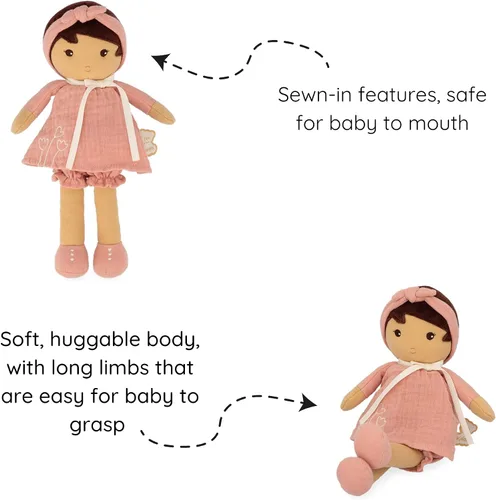 Vista 3 de Kaloo - Tendresse - Mi primera muñeca de tela Amadine (grande) - Abrazarse con juguetes de peluche - Forever Friend para niños - Fomenta el juego