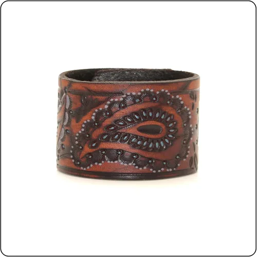 Vista 4 de Pulsera de cuero con patrón de impresión punk rock, brazalete ancho de puño