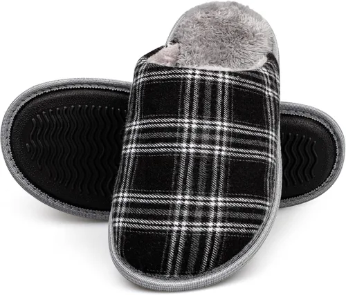 Vista 2 de riemot Women's Men's Furry Warm Slippers, Memory Foam Slippers Comfortable Closed Toe House Slippers Shoes Anti Slip Bedroom Sandals Lightweight