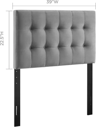 Vista 2 de Modway Lily Biscuit - Cabecero de terciopelo con estilo capitoné para cama individual, color gris