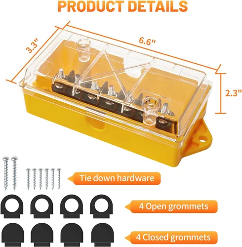 Vista 3 de MECMO Cable de remolque en línea de 7 vías, resistente de 8 pies, listado UL, con caja de conexiones de 7 bandas, interruptor de ruptura de 12 V