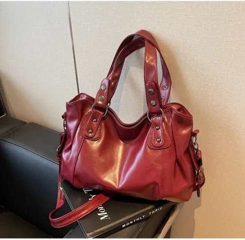 Vista 4 de Bolso de hombro espacioso de lujo femenino sólido clásico Crossbody estilo de gran capacidad suave PU bolso de mano otoño moda casual bolsos
