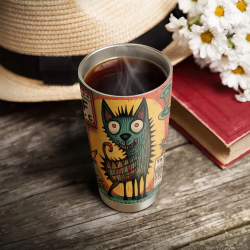 Vista 4 de Regalos de lobo de 20 onzas para los amantes del lobo, divertido amante del café, taza de vaso de lobo, taza de viaje aislada con tapa, termo