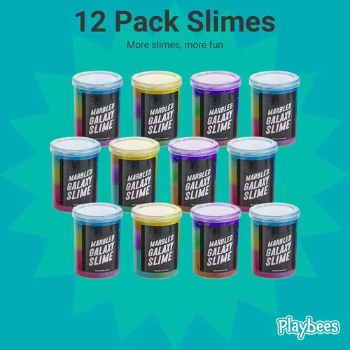 Vista 2 de Slime de unicornio de galaxia marmolada – Paquete de 12 – Kit de unicornio cósmico para estimulación sensorial y juego creativo, regalo perfecto